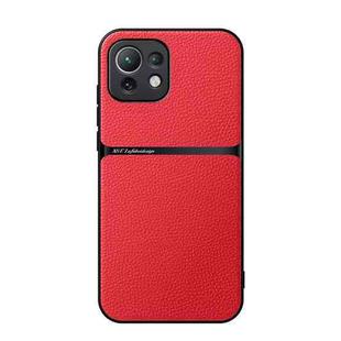 For Xiaomi Mi 11 Lite 4G / 5G Litchi Leather Magnetic Full Coverage Shockproof Phone Case(Red)