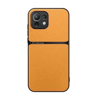 For Xiaomi Mi 11 Lite 4G / 5G Litchi Leather Magnetic Full Coverage Shockproof Phone Case(Yellow)