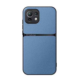 For Xiaomi Mi 11 Lite 4G / 5G Litchi Leather Magnetic Full Coverage Shockproof Phone Case(Blue)