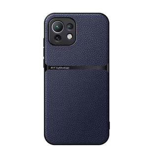 For Xiaomi Mi 11 Lite 4G / 5G Litchi Leather Magnetic Full Coverage Shockproof Phone Case(Navy Blue)