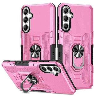 For Samsung Galaxy S24+ 5G Ring Holder Armor Hybrid Phone Case(Pink)