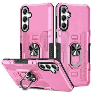 For Samsung Galaxy S24 5G Ring Holder Armor Hybrid Phone Case(Pink)