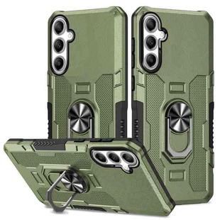 For Samsung Galaxy S24 5G Ring Holder Armor Hybrid Phone Case(Green)