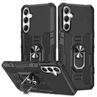 For Samsung Galaxy S24 FE 5G Ring Holder Armor Hybrid Phone Case(Black)
