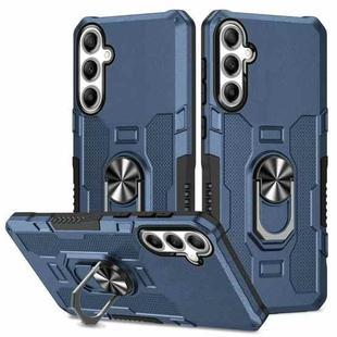 For Samsung Galaxy S24 FE 5G Ring Holder Armor Hybrid Phone Case(Blue)
