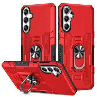 For Samsung Galaxy S24 FE 5G Ring Holder Armor Hybrid Phone Case(Red)