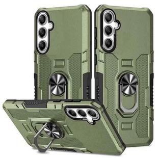 For Samsung Galaxy S23 FE 5G Ring Holder Armor Hybrid Phone Case(Green)