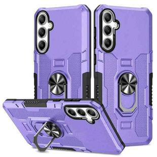 For Samsung Galaxy S23 FE 5G Ring Holder Armor Hybrid Phone Case(Purple)