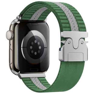 For Apple Watch 46mm / 49mm / 45mm / 44mm Parachute Buckle Braided Nylon Watch Band(Green White)