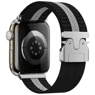 For Apple Watch 46mm / 49mm / 45mm / 44mm Parachute Buckle Braided Nylon Watch Band(Black White)