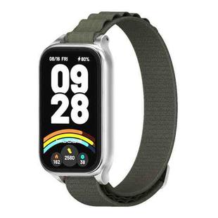 For Xiaomi Smart Band 9 Active / Redmi Band 3 Mijobs Metal Shell Nylon Watch Band(Army Green Silver)