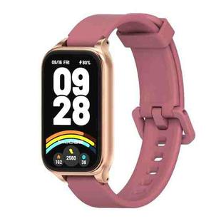 For Xiaomi Smart Band 9 Active / Redmi Band 3 Mijobs Metal Shell Silicone Watch Band(Wine Red Rose Gold)