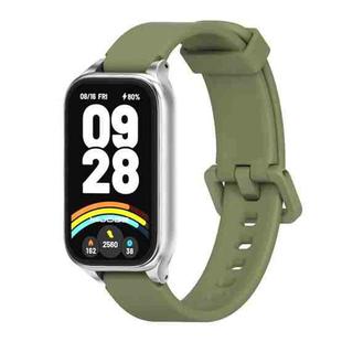 For Xiaomi Smart Band 9 Active / Redmi Band 3 Mijobs Metal Shell Silicone Watch Band(Army Green Silver)