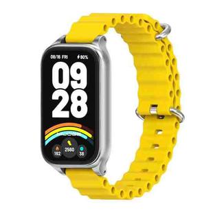 For Xiaomi Smart Band 9 Active / Redmi Band 3 Mijobs Metal Shell Marine Silicone Watch Band(Yellow Silver)