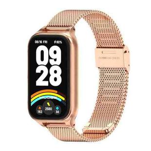 For Xiaomi Smart Band 9 Active / Redmi Band 3 Mijobs Metal Shell Milan Buckle Watch Band(Rose Gold)