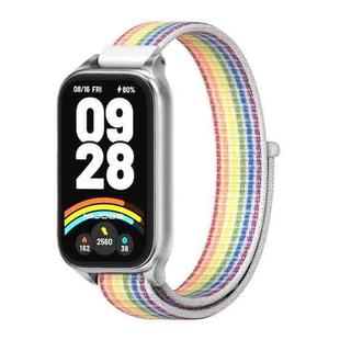 For Xiaomi Smart Band 9 Active / Redmi Band 3 Mijobs Metal Shell Nylon Loop Watch Band(Colorful Silver)