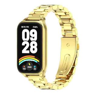 For Xiaomi Smart Band 9 Active / Redmi Band 3 Mijobs Metal Shell Three-Bead Stainless Steel Watch Band(Gold)