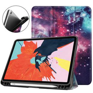 For iPad Air 2022 / 2020 10.9 TPU Colored Drawing Horizontal Flip Leather Case with Three-folding Holder & Sleep / Wake-up Function(Milky Way Nebula)