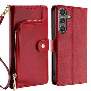 For Samsung Galaxy S25 5G Zipper Bag Leather Phone Case(Red)