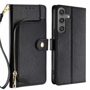 For Samsung Galaxy S25+ 5G Zipper Bag Leather Phone Case(Black)