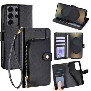 For Samsung Galaxy S25 Ultra 5G Zipper Bag Leather Phone Case(Black)