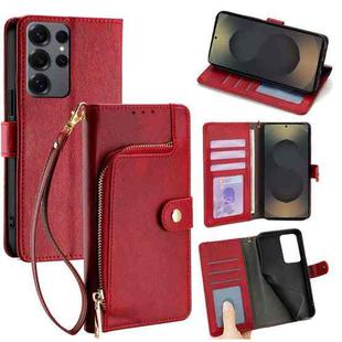 For Samsung Galaxy S25 Ultra 5G Zipper Bag Leather Phone Case(Red)