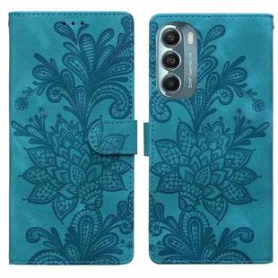 For Motorola Moto G Stylus 5G 2022 Lace Floral Embossed Magnetic Buckle PU Phone Case With Wrist Strap(Green)