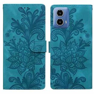 For Motorola Moto G24 Lace Floral Embossed Magnetic Buckle PU Phone Case With Wrist Strap(Green)