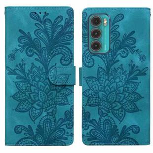 For Motorola Moto G60 Lace Floral Embossed Magnetic Buckle PU Phone Case With Wrist Strap(Green)