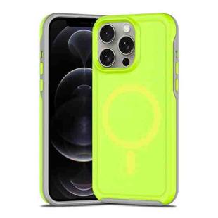 For iPhone 12 Pro Shockproof MagSafe Armor PC Hybrid TPU Phone Case(Fluorescent Green+Gray)