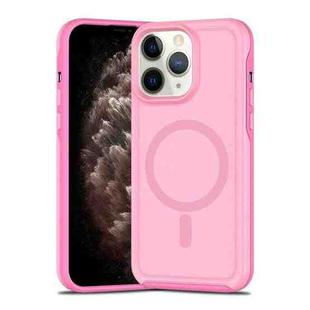 For iPhone 11 Pro Max Shockproof MagSafe Armor PC Hybrid TPU Phone Case(Purple Pink)