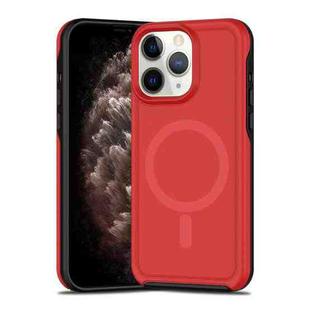 For iPhone 11 Pro Max Shockproof MagSafe Armor PC Hybrid TPU Phone Case(Red+Black)