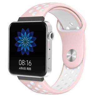 For Xiaomi Smart Watch Standard / Pride Version 18mm Two-color Silicone Watch Band(Pink White)
