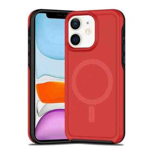For iPhone 11 Shockproof MagSafe Armor PC Hybrid TPU Phone Case(Red+Black)