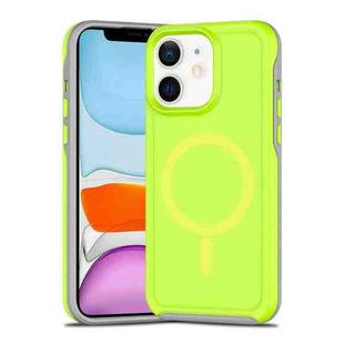 For iPhone 11 Shockproof MagSafe Armor PC Hybrid TPU Phone Case(Fluorescent Green+Gray)