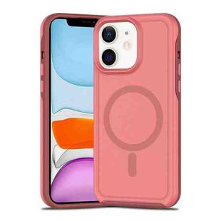 For iPhone 11 Shockproof MagSafe Armor PC Hybrid TPU Phone Case(Dark Pink+Maroon)