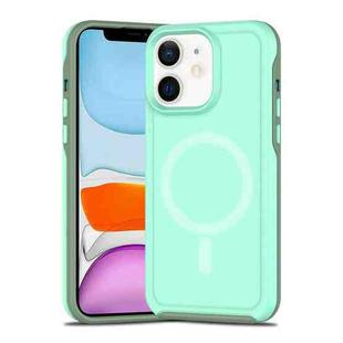For iPhone 11 Shockproof MagSafe Armor PC Hybrid TPU Phone Case(Mint Green+Grayish Green)