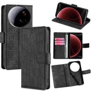 For Xiaomi 15 Ultra Skin Feel Crocodile Magnetic Clasp Leather Phone Case(Black)