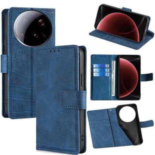 For Xiaomi 15 Ultra Skin Feel Crocodile Magnetic Clasp Leather Phone Case(Blue)