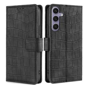 For Samsung Galaxy S25+ 5G Skin Feel Crocodile Magnetic Clasp Leather Phone Case(Black)