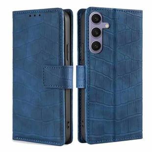 For Samsung Galaxy S25+ 5G Skin Feel Crocodile Magnetic Clasp Leather Phone Case(Blue)