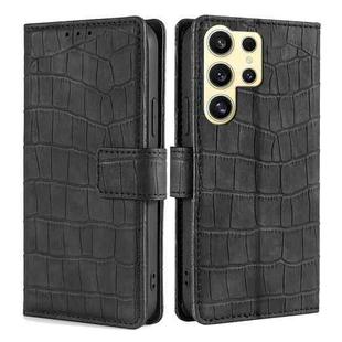 For Samsung Galaxy S25 Ultra 5G Skin Feel Crocodile Magnetic Clasp Leather Phone Case(Black)