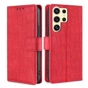 For Samsung Galaxy S25 Ultra 5G Skin Feel Crocodile Magnetic Clasp Leather Phone Case(Red)