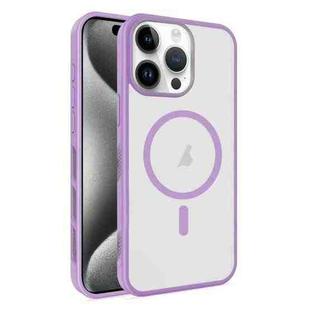 For iPhone 15 Pro Max Frosted Translucent Side Ice Fog Cooling MagSafe Phone Case(Light Purple)