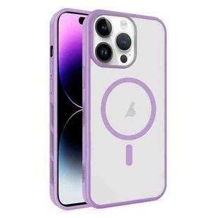 For iPhone 14 Pro Max Frosted Translucent Side Ice Fog Cooling MagSafe Phone Case(Light Purple)