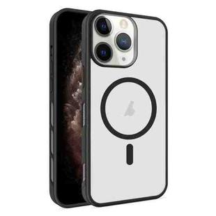 For iPhone 11 Pro Max Frosted Translucent Side Ice Fog Cooling MagSafe Phone Case(Black)
