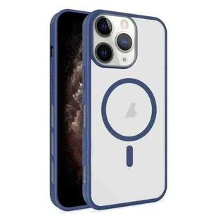 For iPhone 11 Pro Max Frosted Translucent Side Ice Fog Cooling MagSafe Phone Case(Blue)