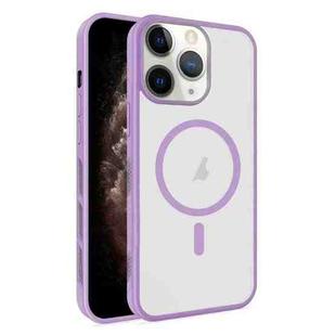 For iPhone 11 Pro Max Frosted Translucent Side Ice Fog Cooling MagSafe Phone Case(Light Purple)