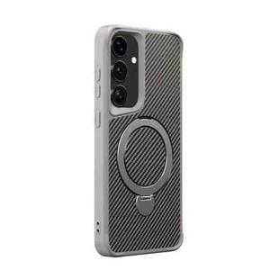 For Samsung Galaxy S25+ / S24+ 5G Carbon Fiber Texture 360 MagSafe Holder Phone Case(Titanium Gray)