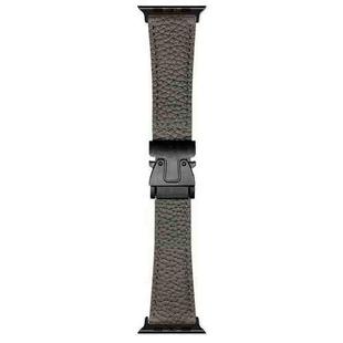 For Apple Watch 42mm / 41mm / 40mm / 38mm Magnetic Parachute Buckle Litchi Genuine Leather Watch Band(Grey)